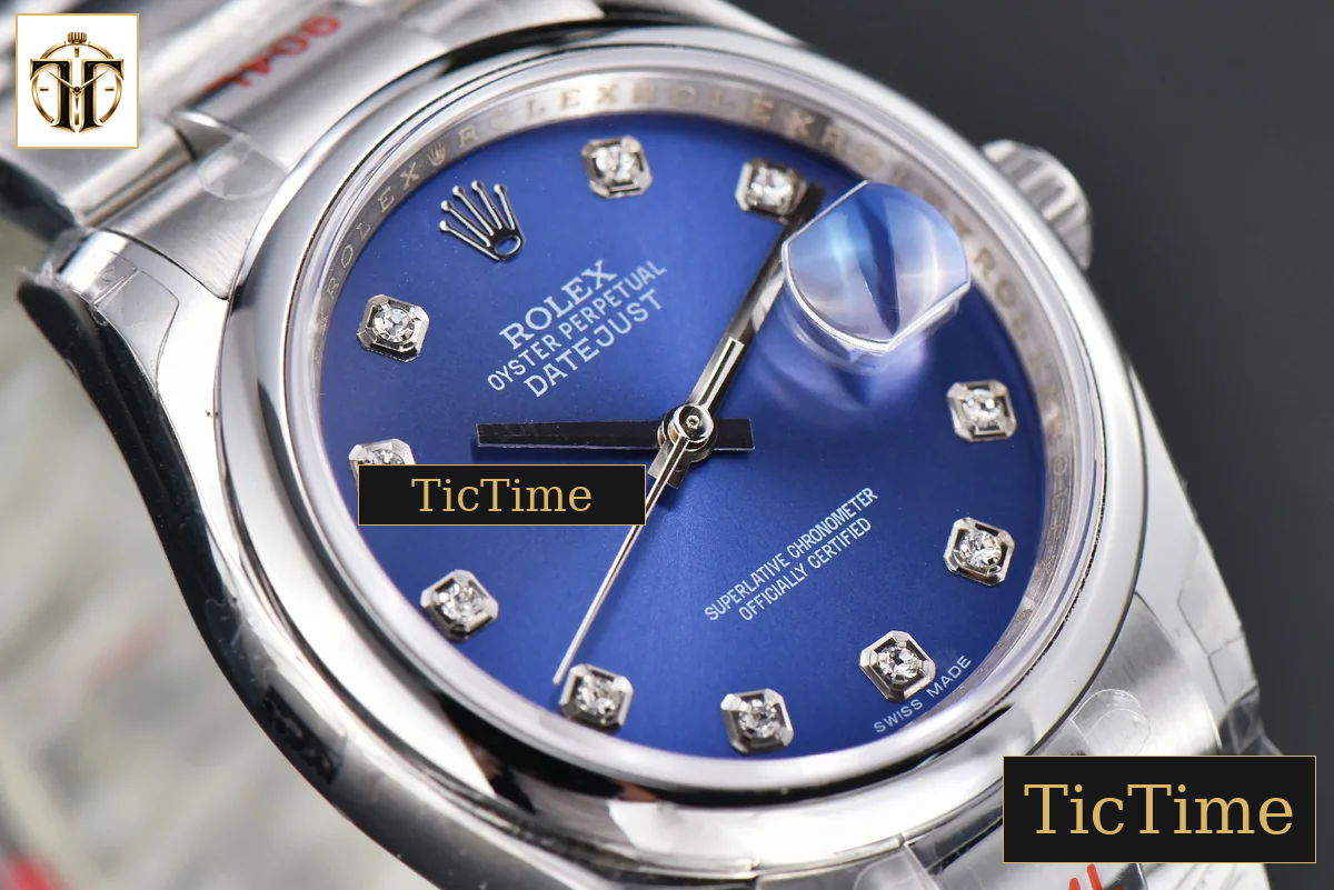 DateJust 36mm GMF SS Smooth Bezel Blue Dial Diamond Marker Oyster Bracelet VR3235 — foto 9