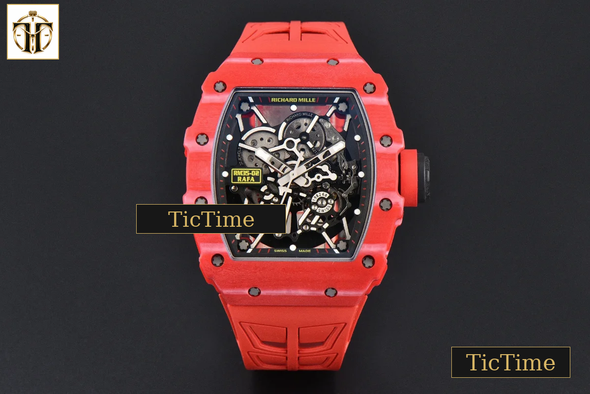 NTPT RM035-02 ZF Red Bezel Black Skeleton Dial Red Crown Red Rubber Strap V7 RMAL1 — foto 2