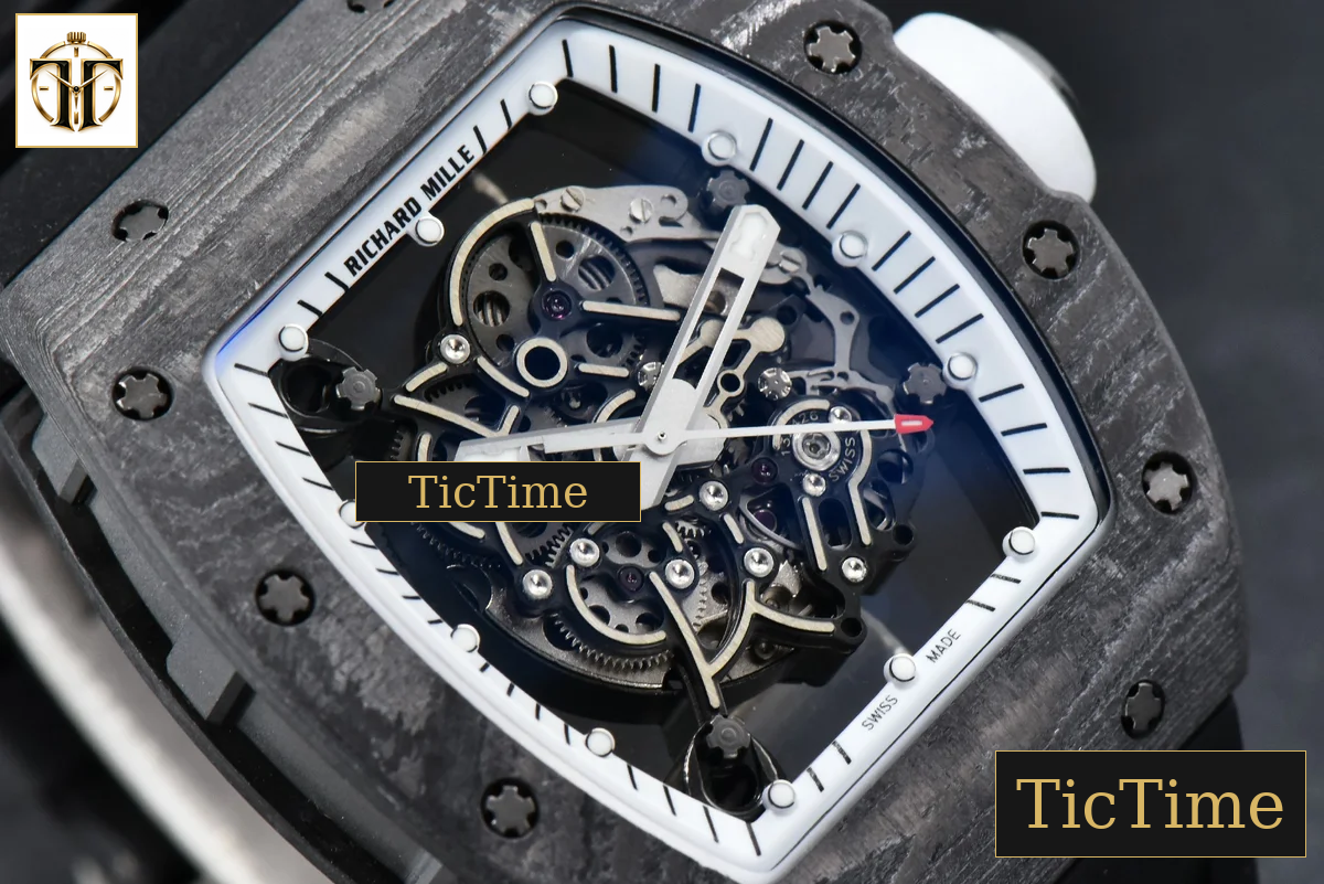 Bubba Watson RM055 42.7mm ZF Black NTPT White Skeleton Dial Black Rubber Strap V6 NH05 — foto 10