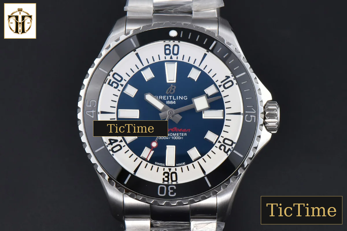 SuperOcean 44mm TF Black Bezel Blue/White Dial SS Bracelet A2824 — foto 2