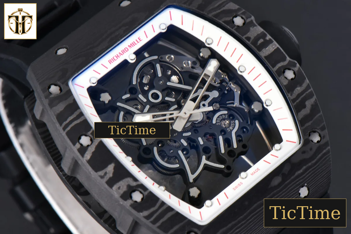 NTPT RM055 43mm ZF White/Red Bezel Black Crown Black Rubber Strap V6 RMUL2 — foto 14