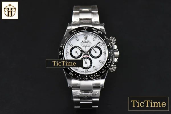 Foto frontal — Daytona Panda 116500 BTF Black Ceramic White Dial SS Bracelet 4130