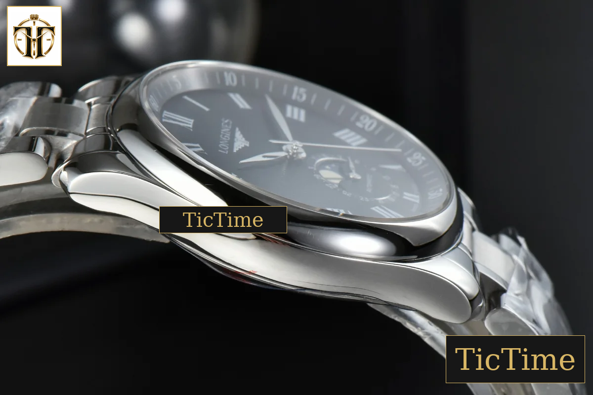 Master Moonphase 40mm GF Black Dial Roma Marker SS Bracelet A899 — foto 10