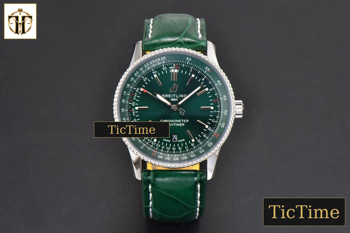 Navitimer 41mm TF Green Dial Green Leather Strap 2824 — foto 3