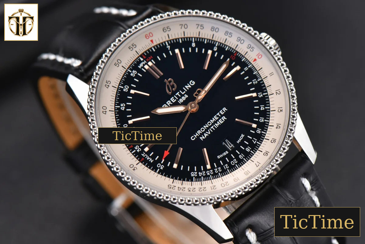 Navitimer 41mm V7F Black Dial Black Leather Strap A2824 — foto 11