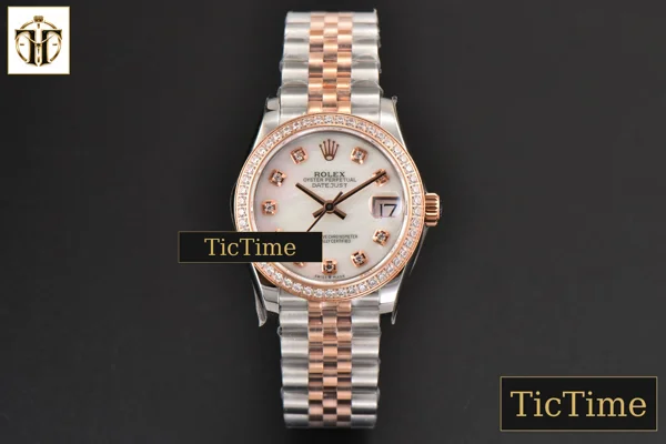 Foto frontal — DateJust Ladies 904L 31mm WF RG/SS Diamond MOP Dial Jubilee Bracelet A2671