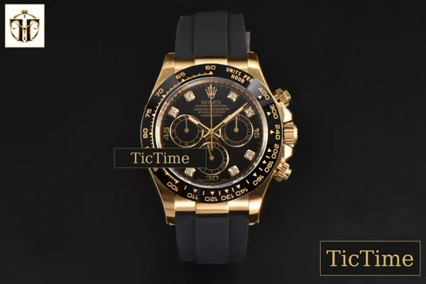 Foto frontal — Daytona 116518 Clean Factory Ceramic Black Dial Diamond Marker Oysterflex Strap SA4130