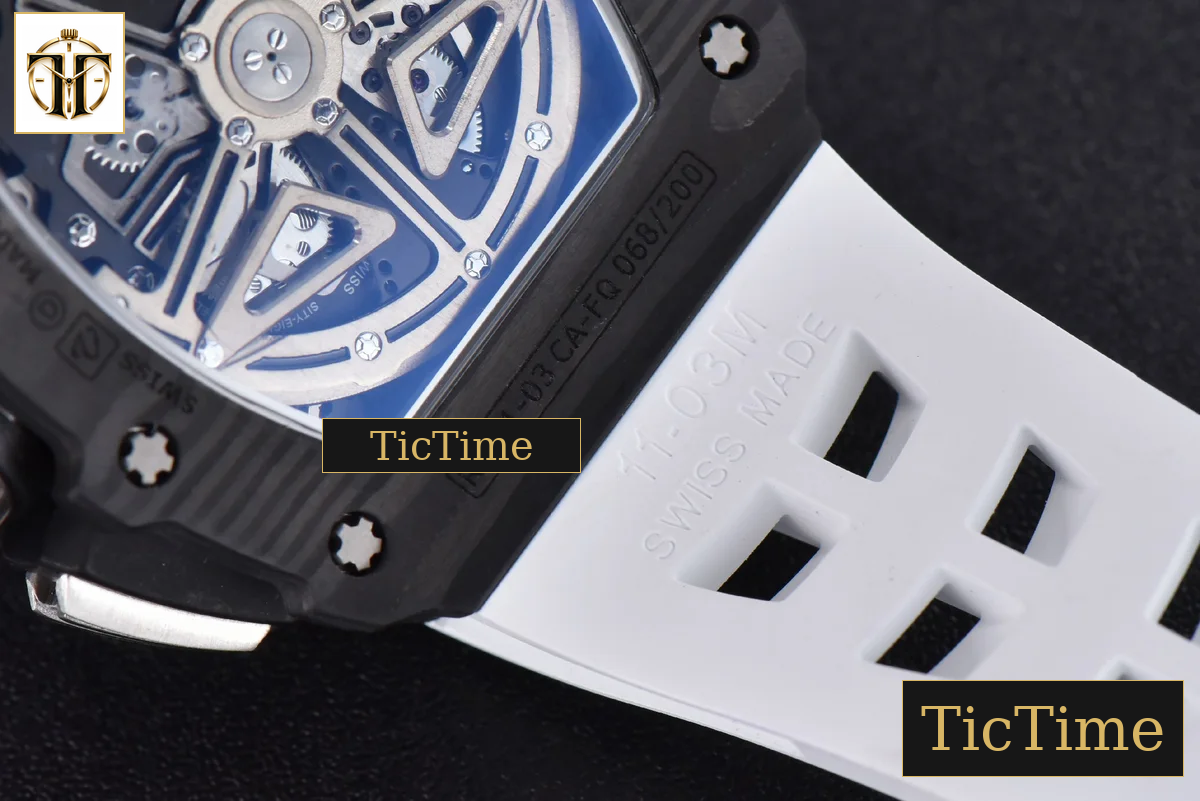 NTPT Chrono RM011 KVF Skeleton Dial White Rubber Strap V2 A7750 — foto 16