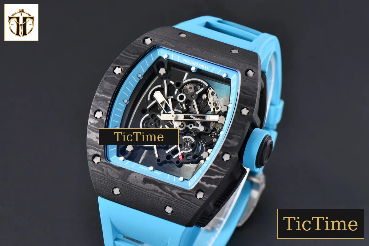 NTPT RM055 43mm ZF Blue Bezel Blue Crown blue Rubber Strap V6 RMUL2 — foto 5