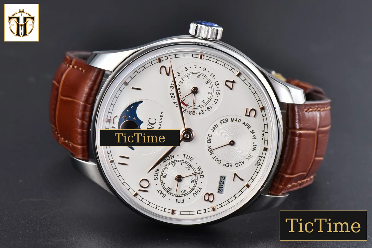 Portugieser Perpetual Calendar IW5033 42mm APSF SS White Dial Brown Leather Strap A52610 — foto 14