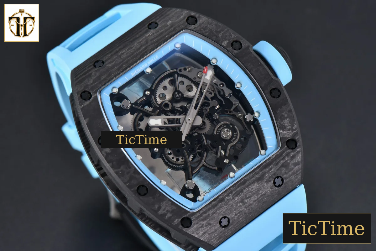 NTPT RM055 42.7mm BBRF Blue Skeleton Dial Blue Rubber Strap RMUL2 — foto 13