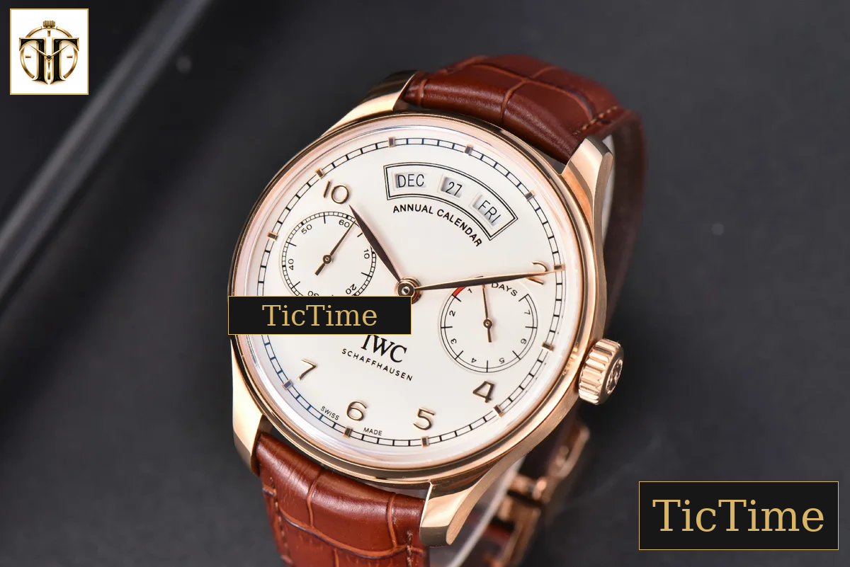 Portuguese PR Annual Calendar IW503504 44mm ZF RG White Dial Brown Leather Strap A5280 — foto 3