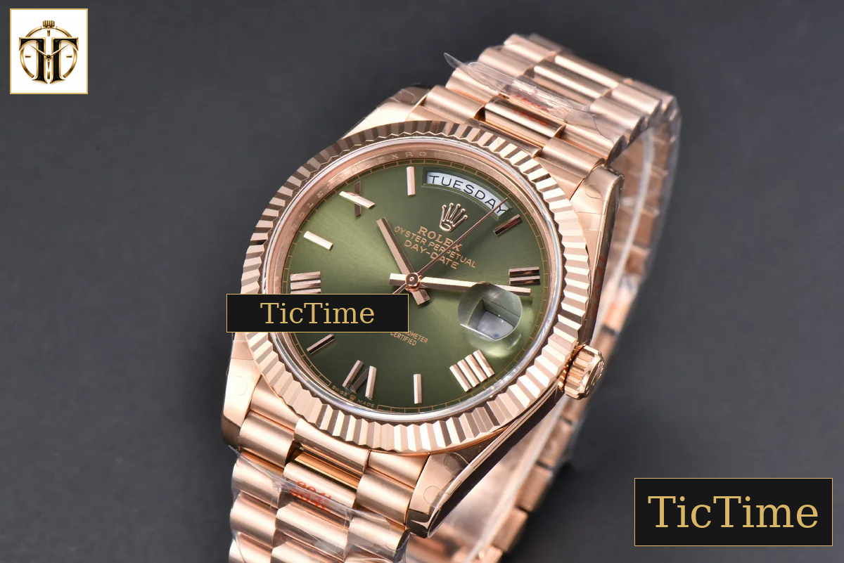DayDate 40mm GMF RG Green Dial Roma Marker President Bracelet A2836 — foto 5