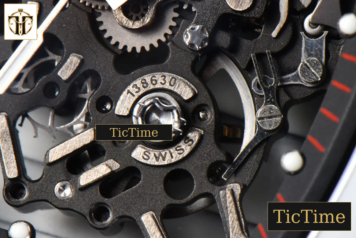 RM035-02 42mm T+F White Forged Carbon Skeleton Dial Red Crown Black Rubber Strap RMUL2 — foto 10