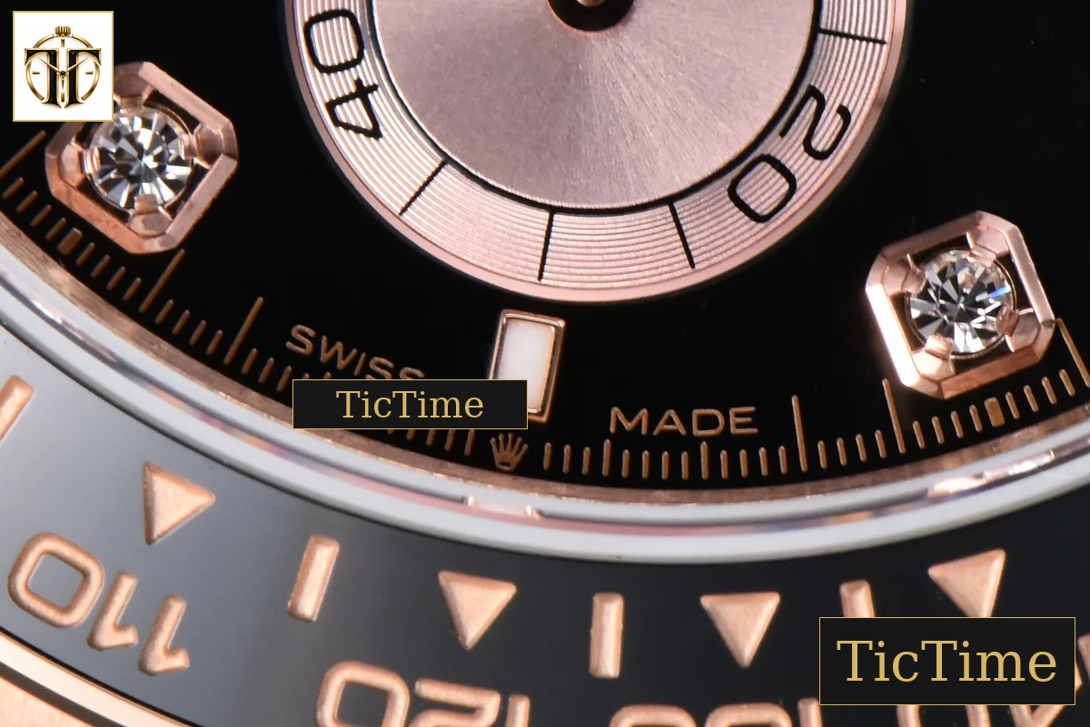 Daytona 126515 40mm BPF RG Black Bezel Black Dial RG Subdial Diamond Marker Black Oysterflex Strap SH4131 — foto 9
