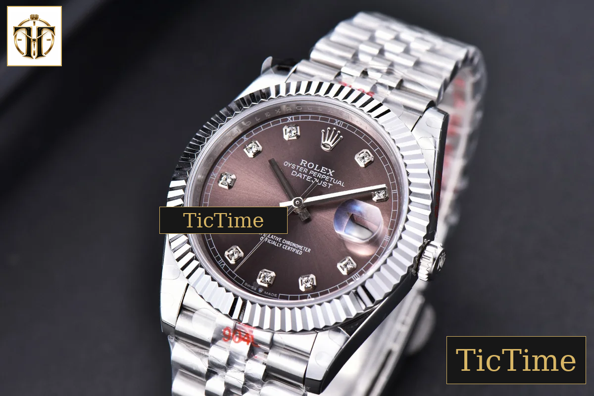 Datejust 41mm GMF SS Borwn Dial Diamond Marker Fluted Bezel Jubille Bracelet VR3235 — foto 5