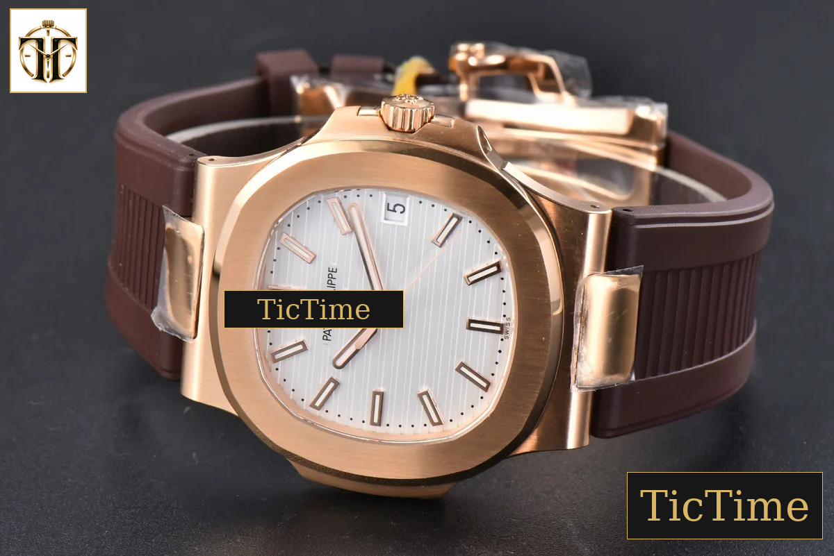 Nautilus 5711R 40mm PPF RG White Dial Brown Rubber Strap V5 A324SC — foto 12