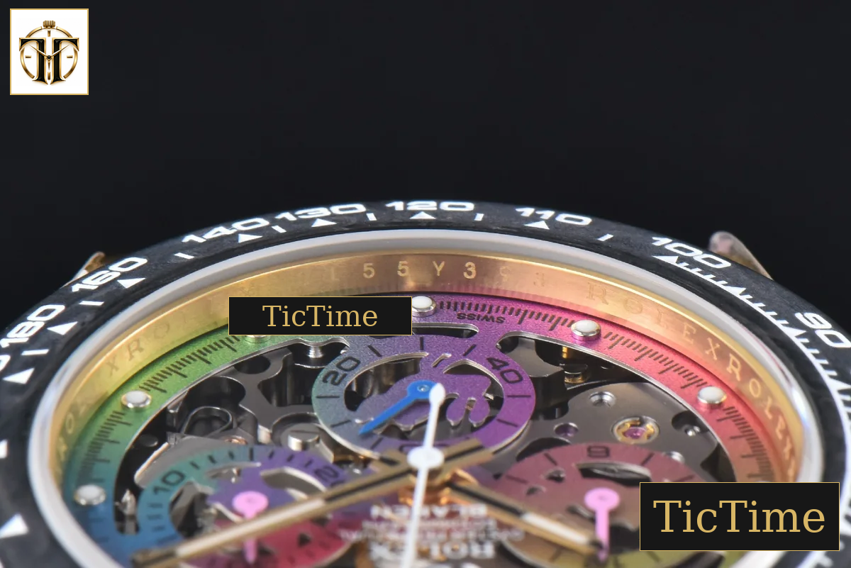 Blaken Daytona 40mm GETF PVD RG Carbon Skeleton Dial Pink Rubber Strap SA4130 — foto 15