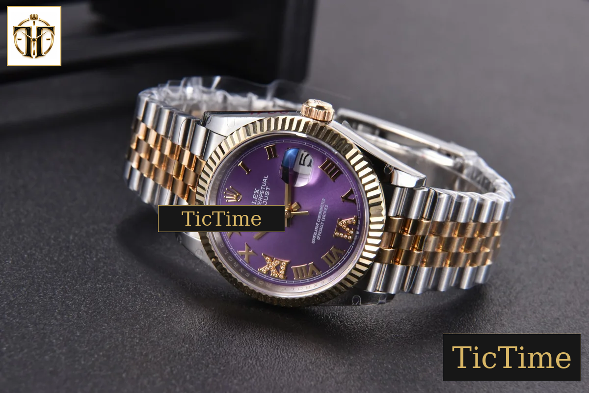 DateJust 904L 36mm GMF YG/SS Fluted Bezel Purple Dial Roma Marker Jubilee Bracelet VR3285 — foto 16