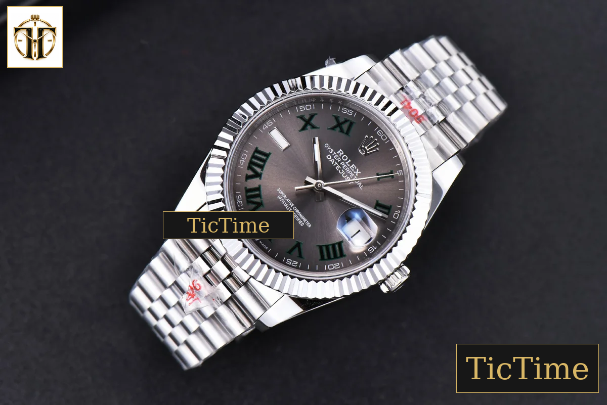 Datejust 41mm GMF SS Wimbledon Gray Dial Green Marker Fluted Bezel Jubille Bracelet VR3235 — foto 4