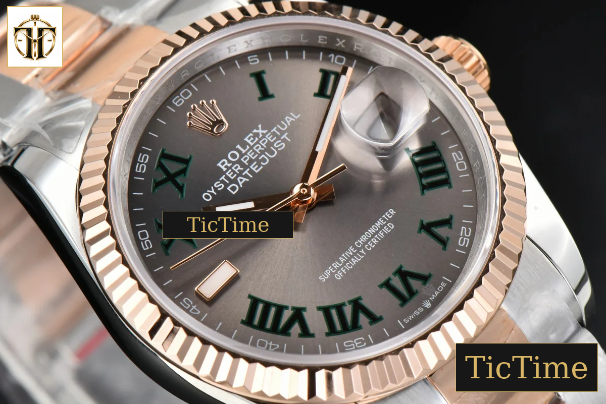 DateJust 36mm BPF RG/SS Fluted Bezel Gray Wimbledon Dial Oyster Bracelet A2824 — foto 9