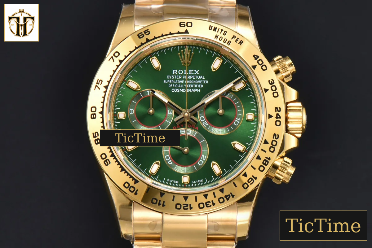 Daytona 116508 APSF YG Green Dial Lume Marker YG Bracelet SH4130 — foto 2