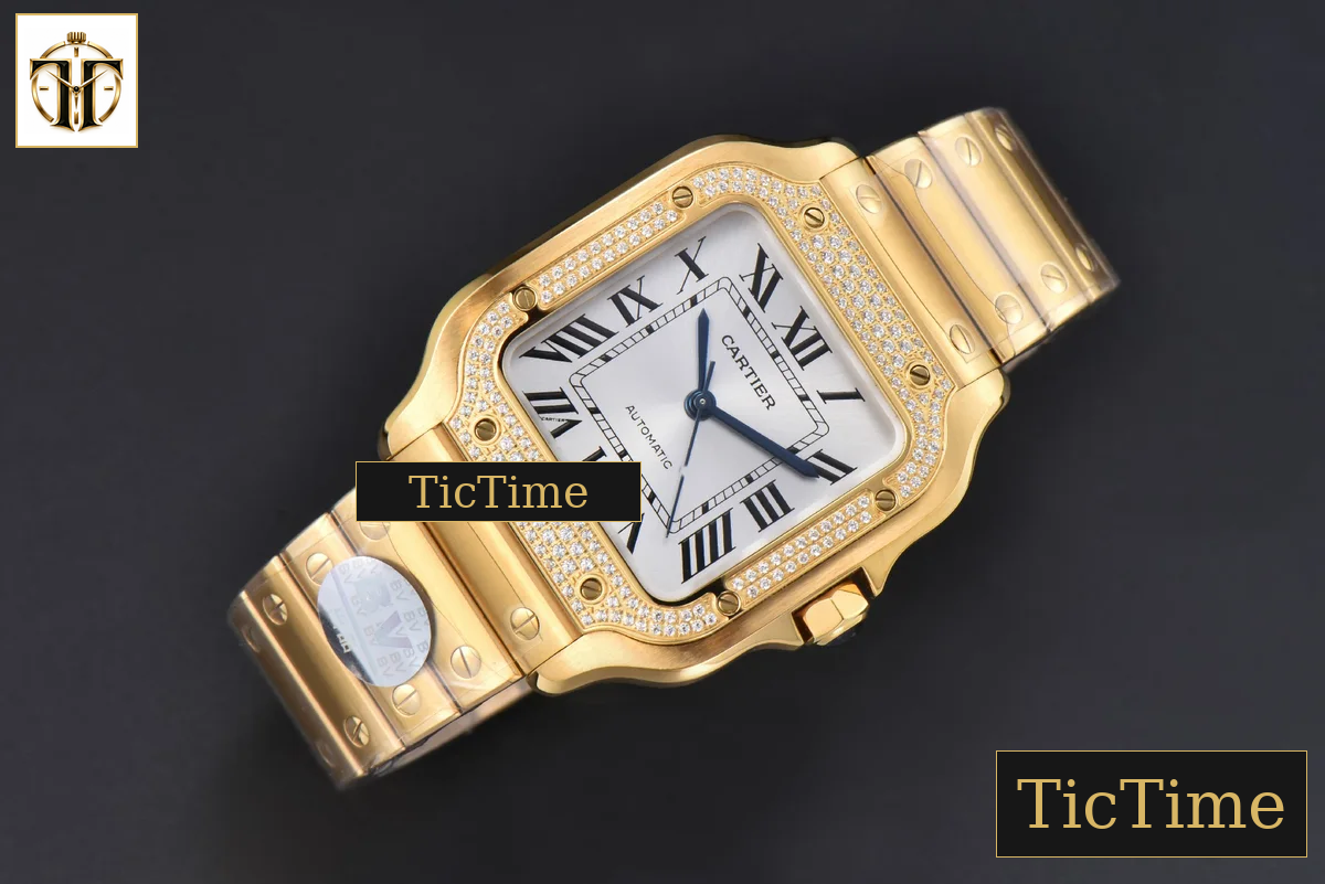 Santos de Cartier Medium 35mm BVF YG Diamond Bezel White Dial YG Bracelet Miyota 9039 — foto 4