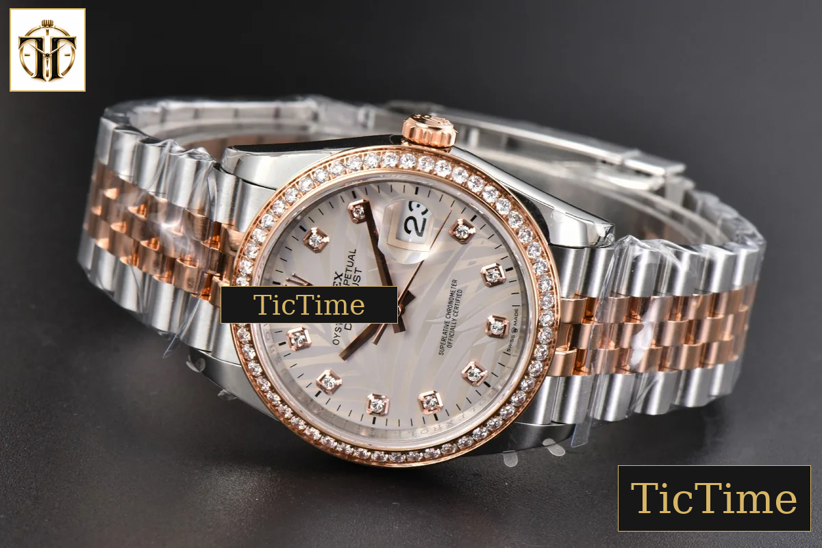 DateJust 36mm BPF RG/SS Diamond Silver Plam Dial Diamond Marker Jubilee Bracelet 2824 — foto 15