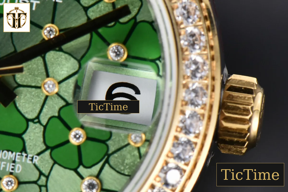 DateJust 904L 31mm GMF YG Diamond Bezel Green Flowers Dial Jubilee Bracelet A2824 — foto 9