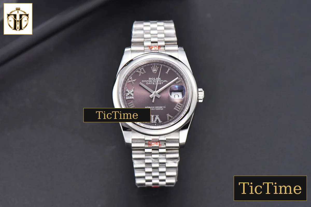 DateJust 36mm GMF SS Smooth Bezel Gray Dial Diamond Roma Marker Jubilee Bracelet VR3235 — foto 2
