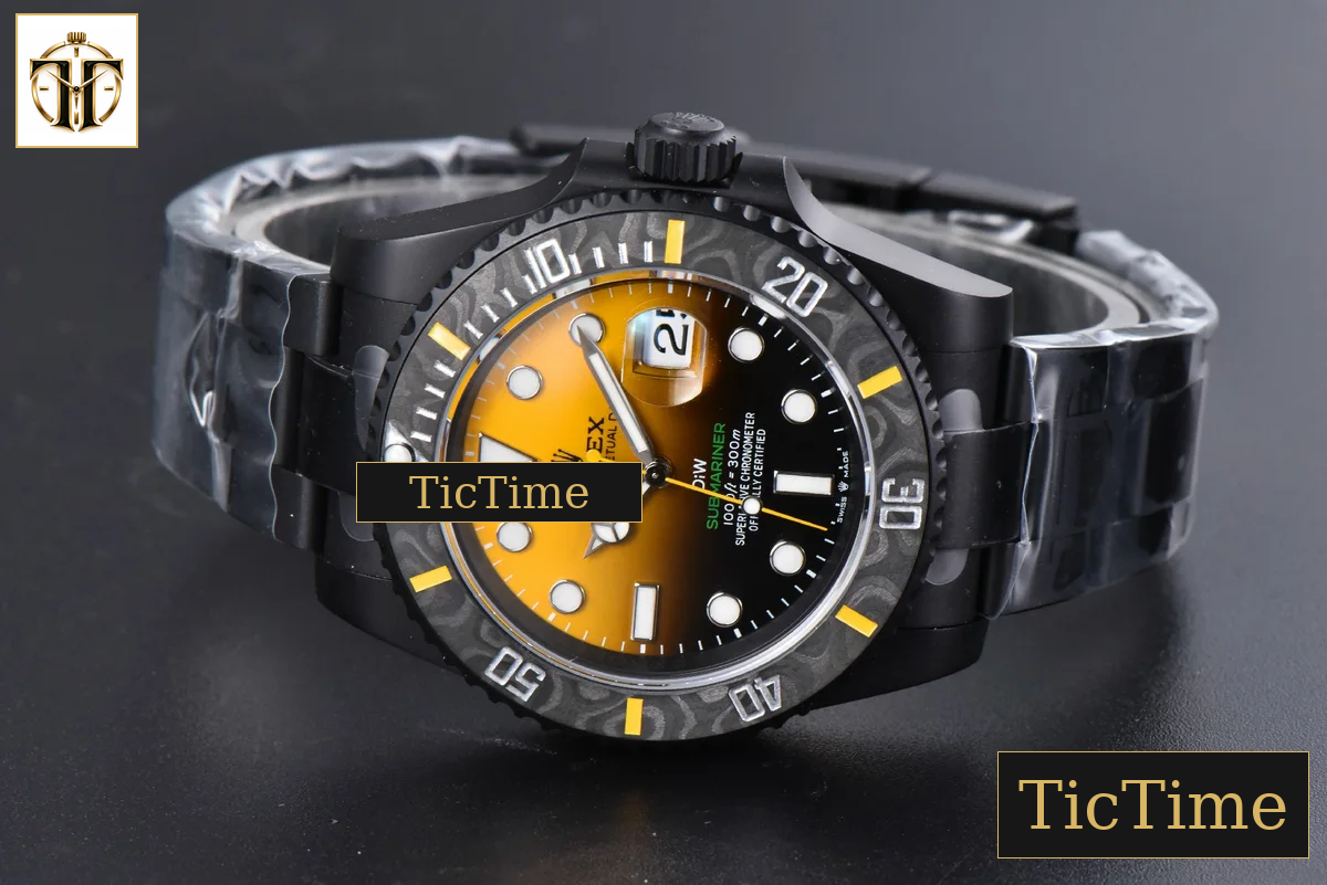 Submariner DIW DLC 41mm VSF Yellow Gradient Dial SS Bracelet VS3135 — foto 16