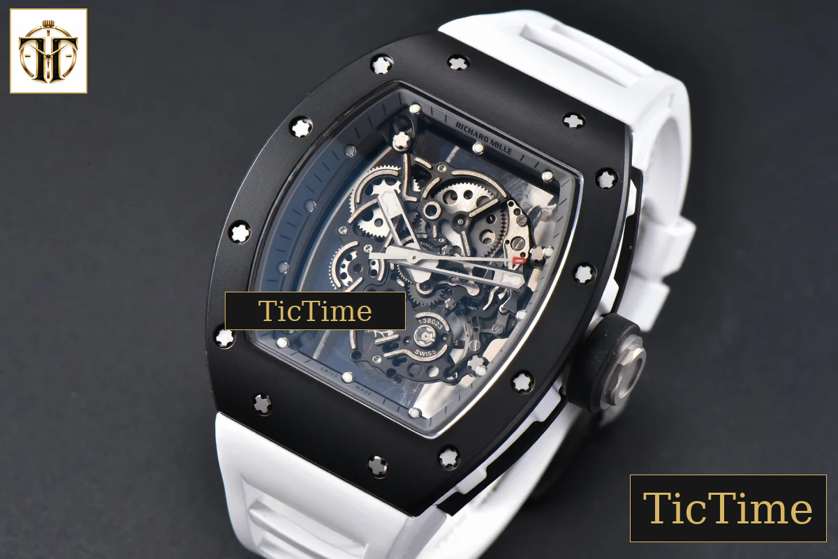 RM055 42.7mm BBRF Black Ceramic Black Skeleton Dial White Rubber Strap RMUL2 — foto 5