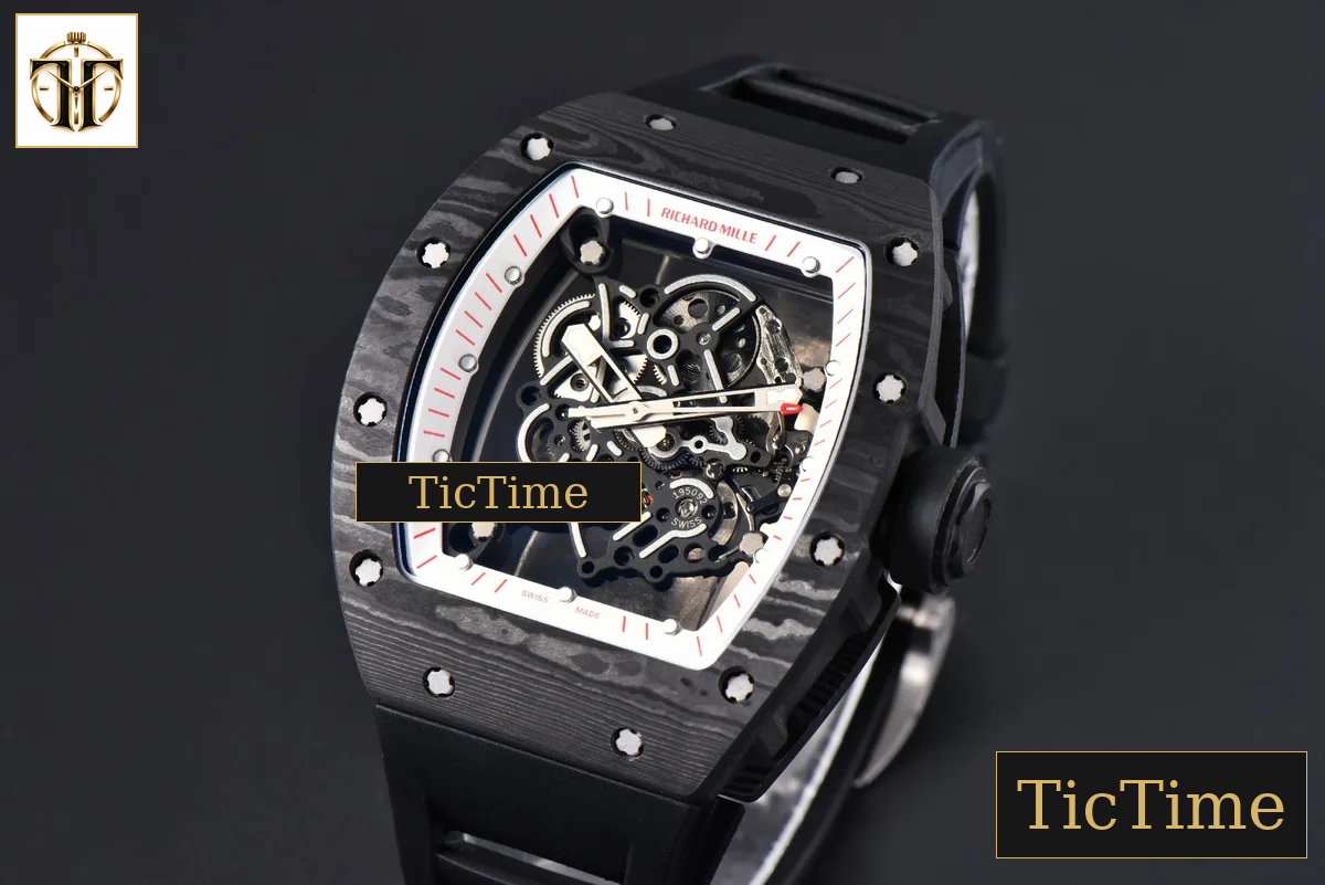 NTPT RM055 43mm ZF White/Red Bezel Black Crown Black Rubber Strap V6 RMUL2 — foto 5