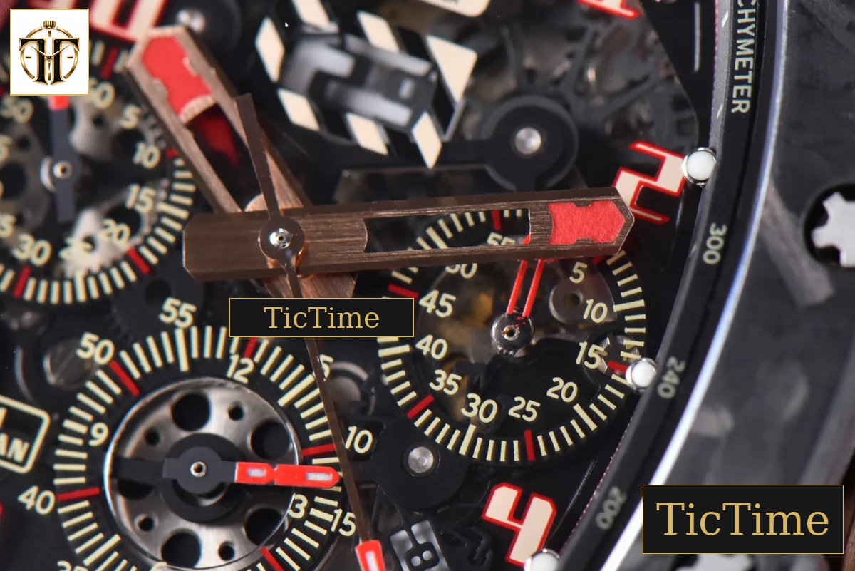 NTPT Chrono RM011 KVF Skeleton Dial Red Rubber Strap V2 A7750 — foto 9