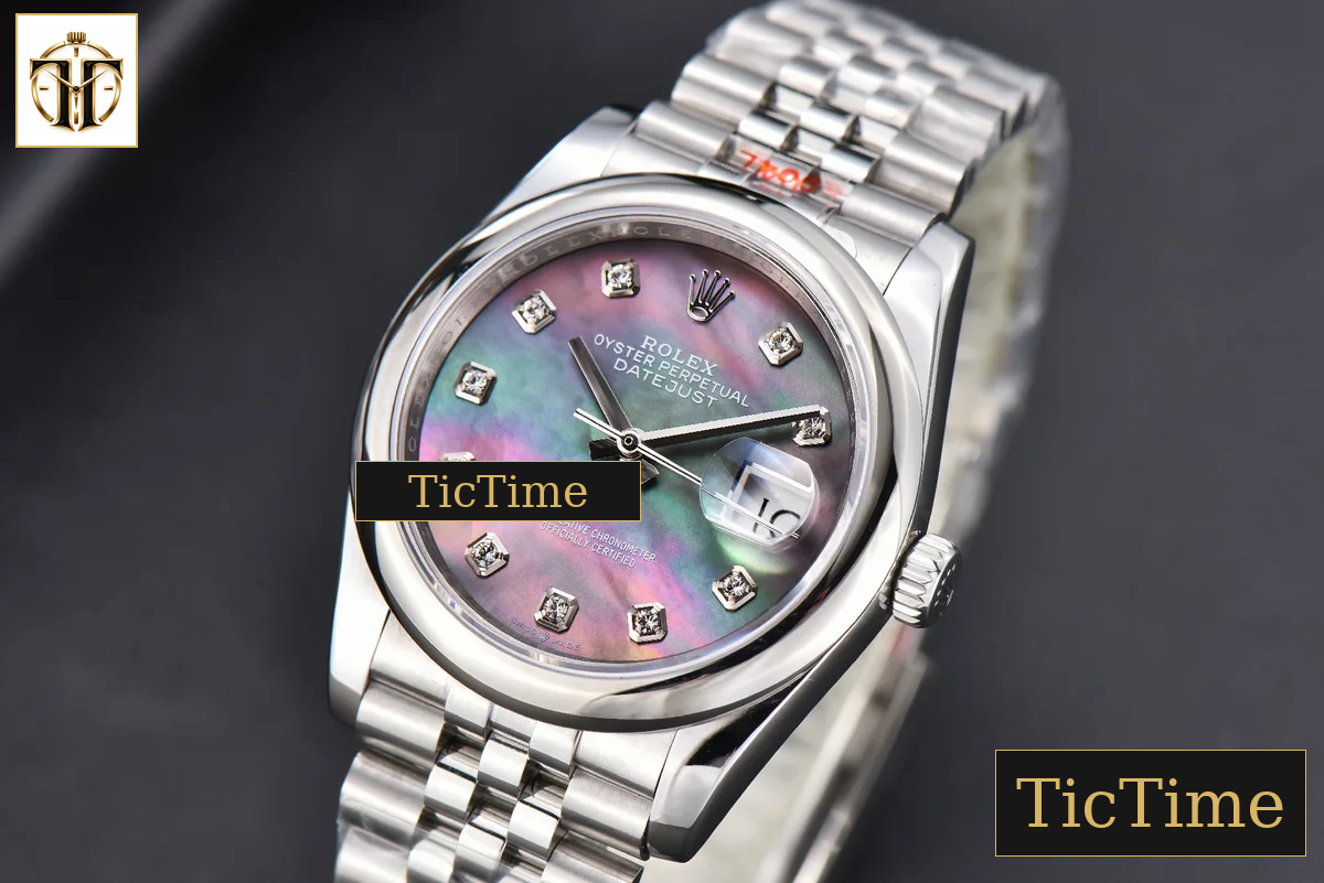 DateJust 36mm GMF SS Smooth Bezel Gray MOP Dial Diamond Marker Jubilee Bracelet VR3235 — foto 4