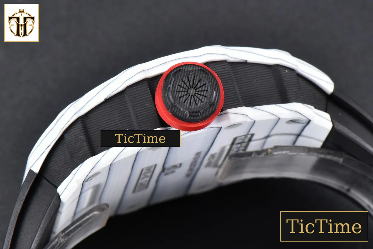RM035-02 42mm T+F White Forged Carbon Skeleton Dial Red Crown Black Rubber Strap RMUL2 — foto 16