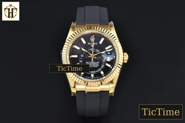 Foto frontal — Sky-Dweller 336238 42mm ZF YG Case Black Dial Rubber Oysterflex Strap (Tungsten) A23J