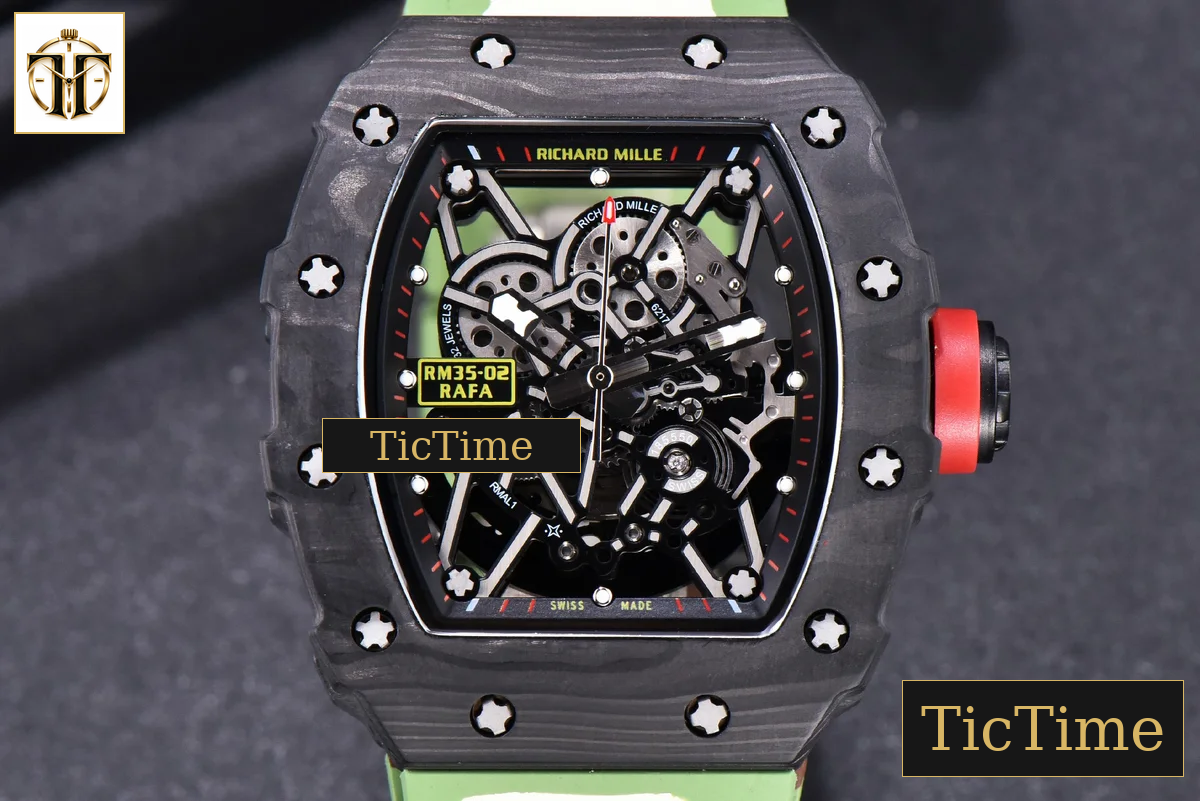 RM035-02 KVF Skeleton Dial Red Green Camouflage Rubber Strap V3 Miyota8215 — foto 2