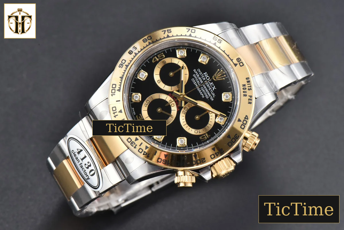Daytona 116503 40mm Clean Factory YG/SS Black Dial Diamond Marker YG/SS Bracelet A4130 — foto 4