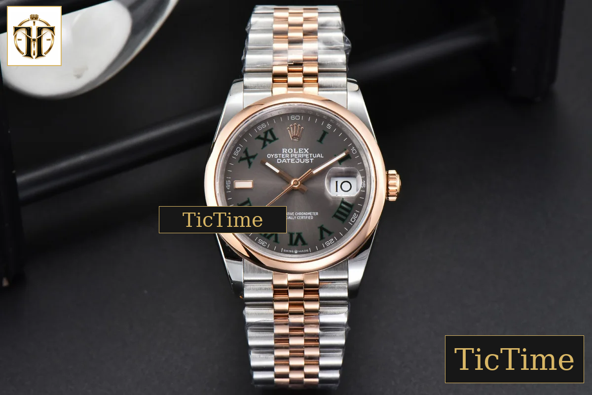 DateJust 36mm BPF RG/SS Smooth Bezel Gray Wimbledon Dial Jubilee Bracelet A2824 — foto 2