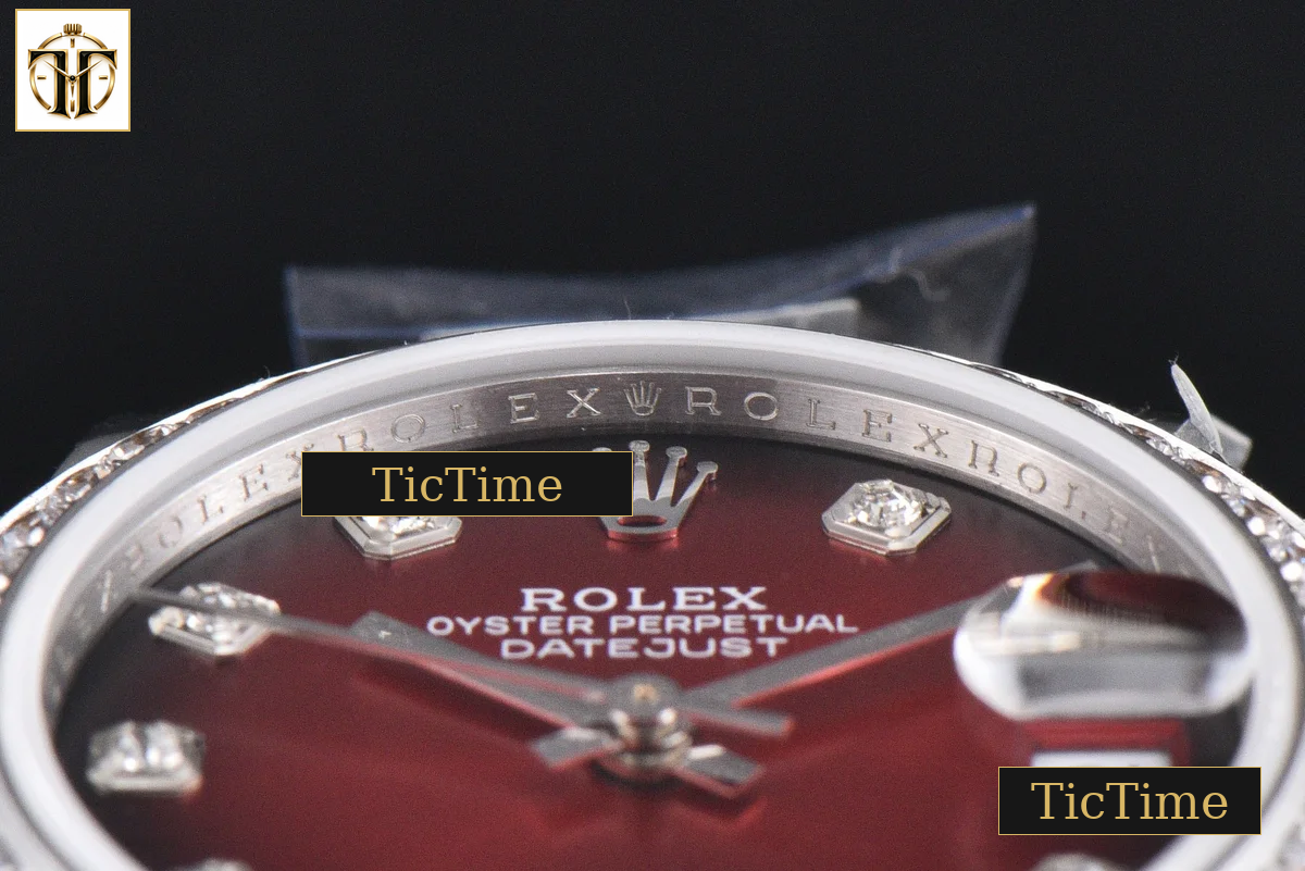 DateJust 904L 31mm GMF Diamond Bezel Red Dial Diamond Marker SS Jubilee Bracelet A2824 — foto 14