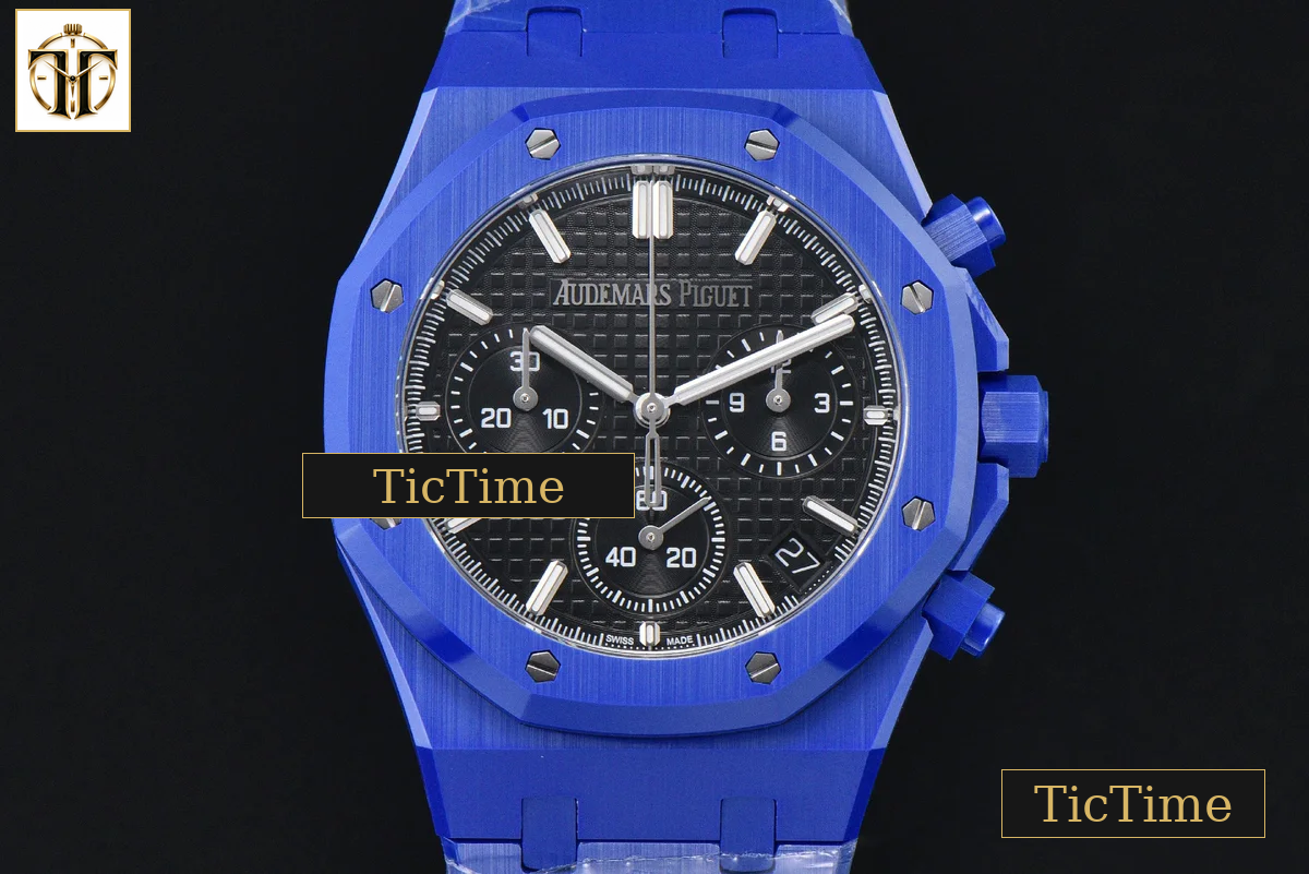 Royal Oak Chronograph 26240 41mm APSF Blue Ceramic Black Checkered Dial Black Subdial Ceramic Bracelet V2 Free Sprung SH4401 — foto 5