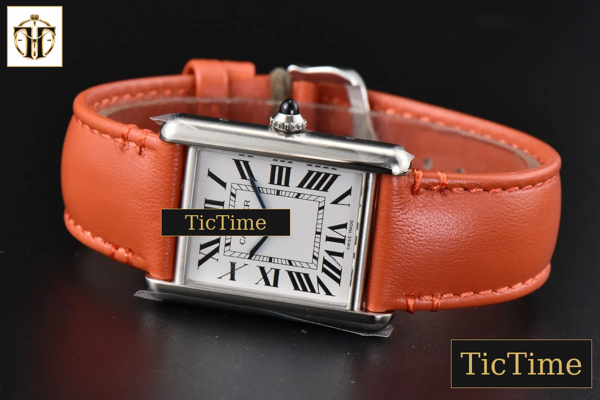 Tank Must Large 33.7×25.5mm K11F White Dial Orange Smooth Calf Strap Quartz — foto 11