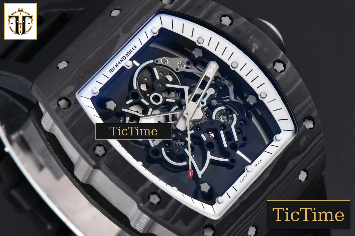 NTPT RM055 43mm ZF White Bezel Black Crown Black Rubber Strap V6 RMUL2 — foto 13