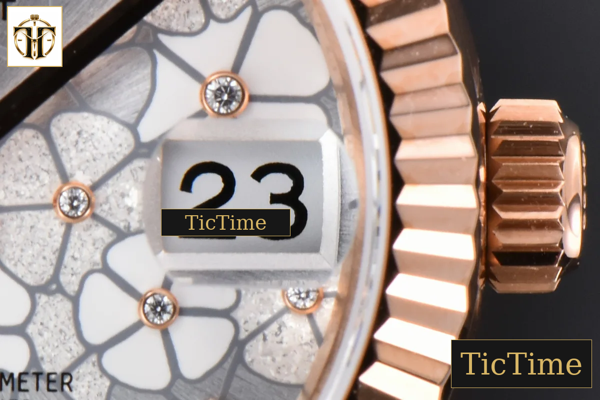 DateJust 904L 31mm GMF RG Fluted Bezel Silver Flowers Dial President Bracelet A2824 — foto 10