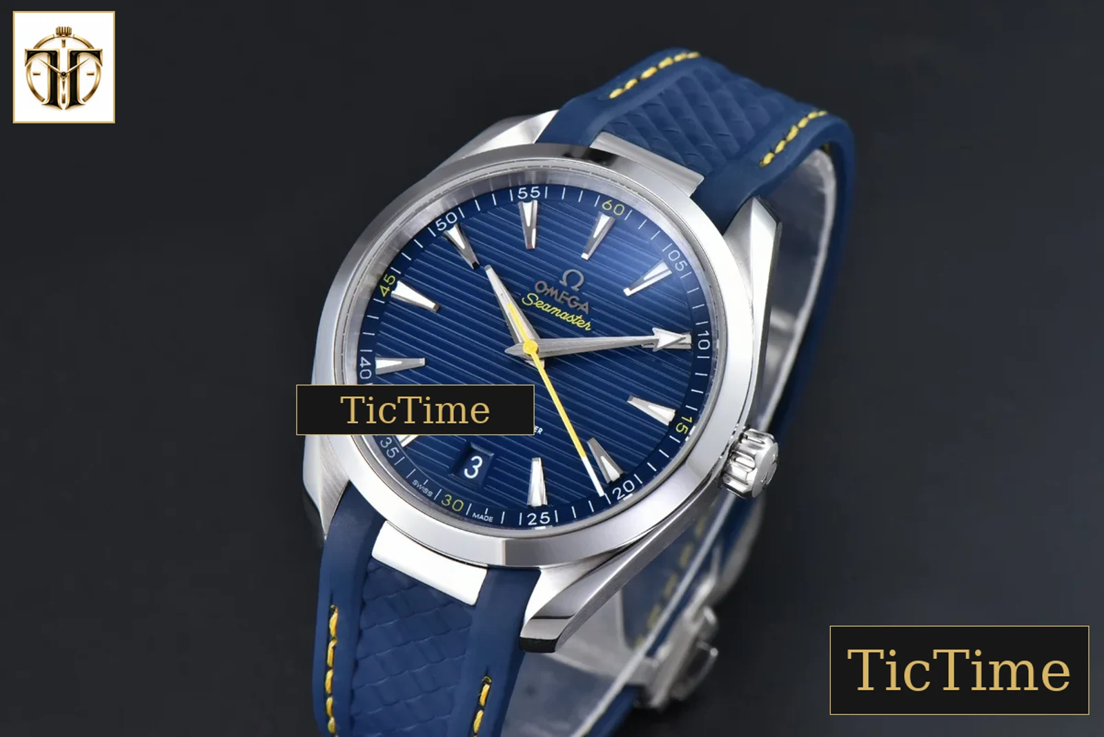 Aqua Terra 150M 41mm VSF SS Dark Blue Dial Yellow Hand Dark Blue Rubber Strap A8900 — foto 3