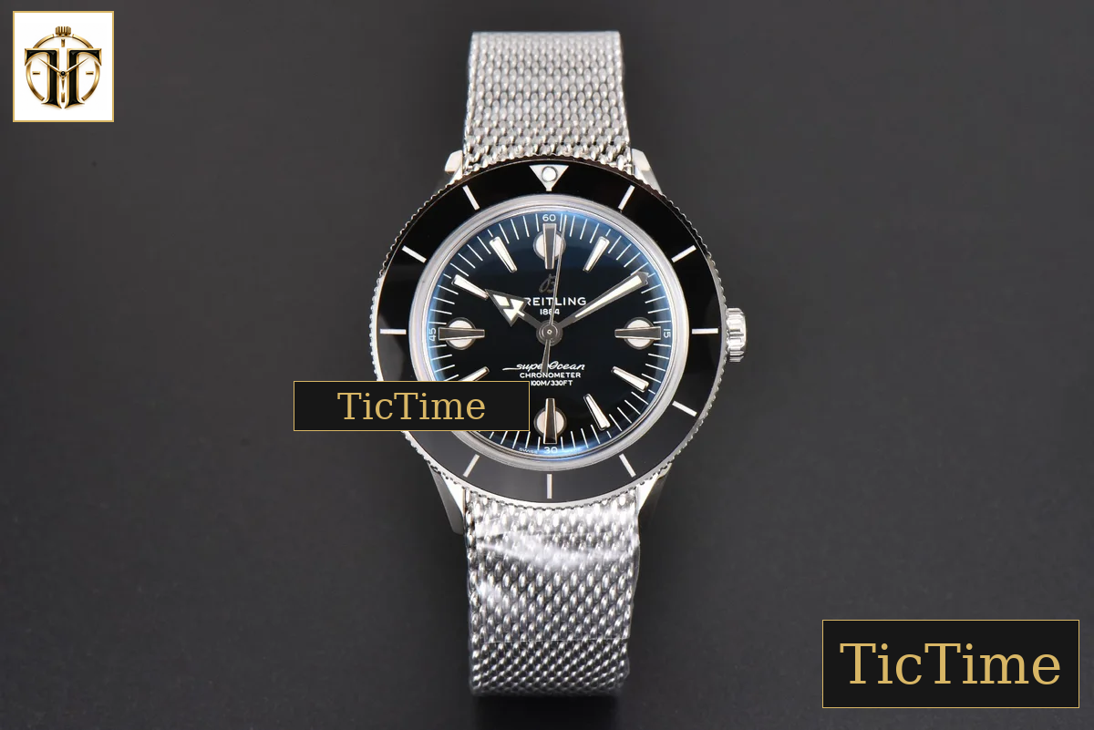 SuperOcean Heritage 42mm GF SS Black Ceramic Black Dial Mesh Bracelet A2824 — foto 3
