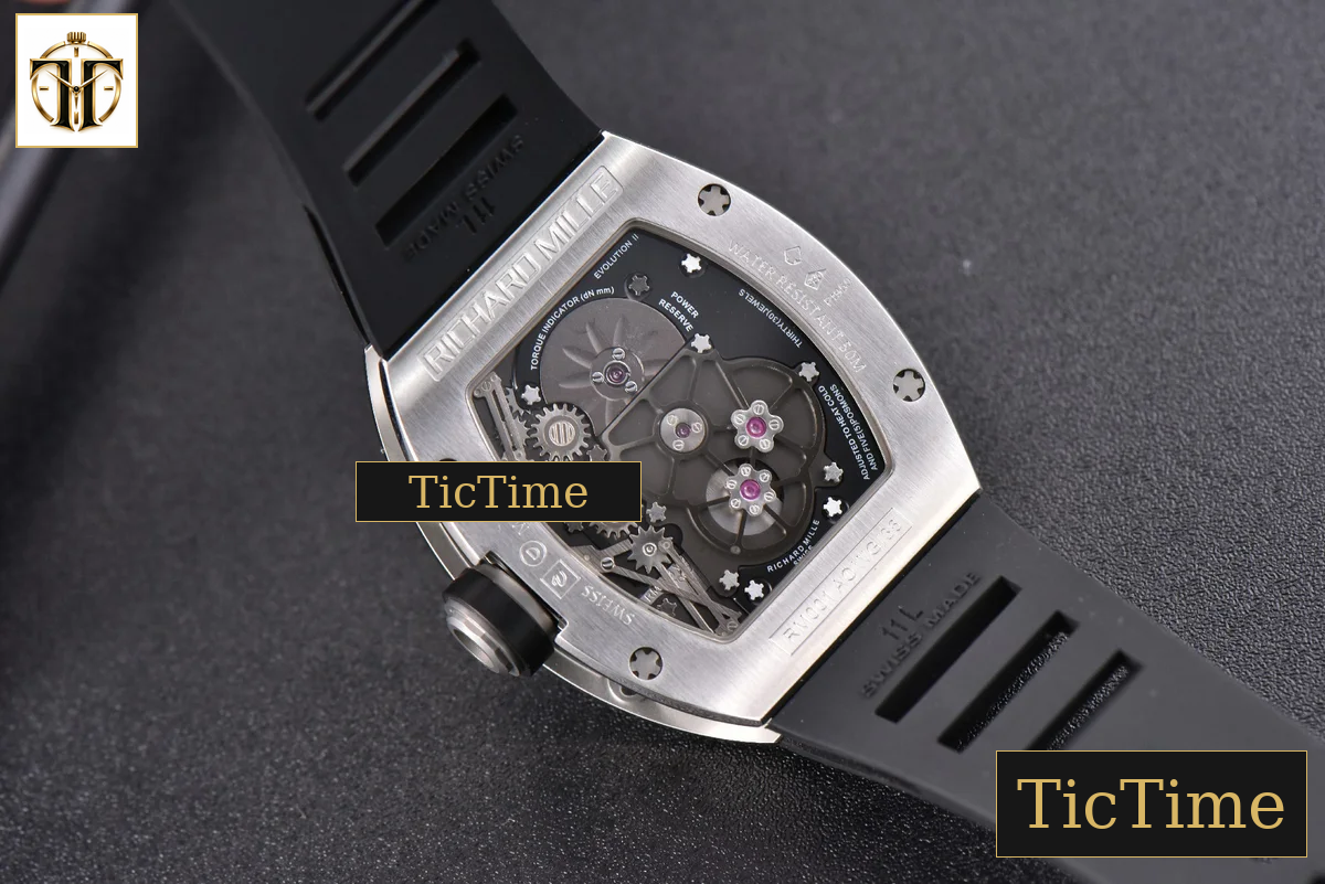 Tourbillon RM001 47mm JBF SS Black Skeleton Dial Black Rubber Strap — foto 14