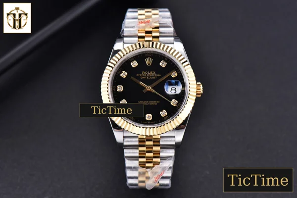 Foto frontal — Datejust 41mm GMF YG/SS Black Dial diamond Marker Fluted Bezel Jubille Bracelet VR3235