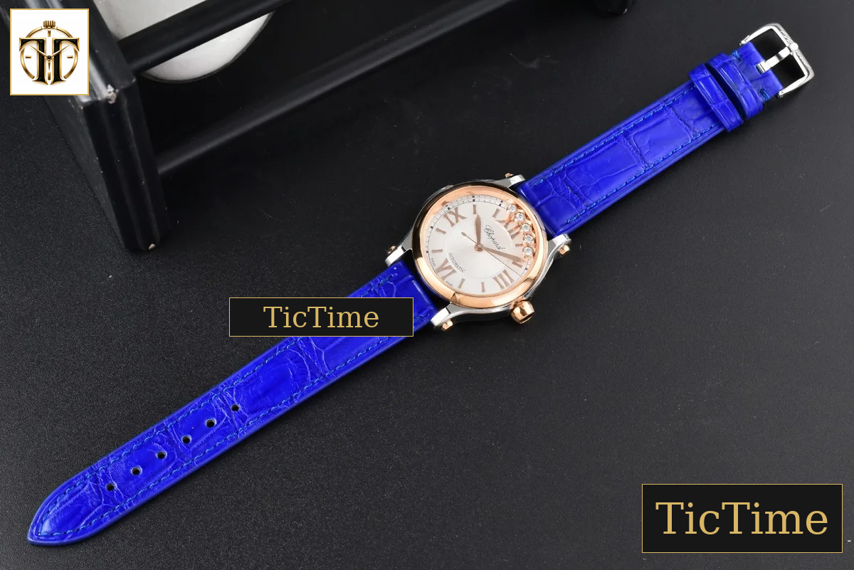 Happy Sport Automatic 33mm HWF RG/SS White Dial Light Blue Leather Strap A2892 — foto 27